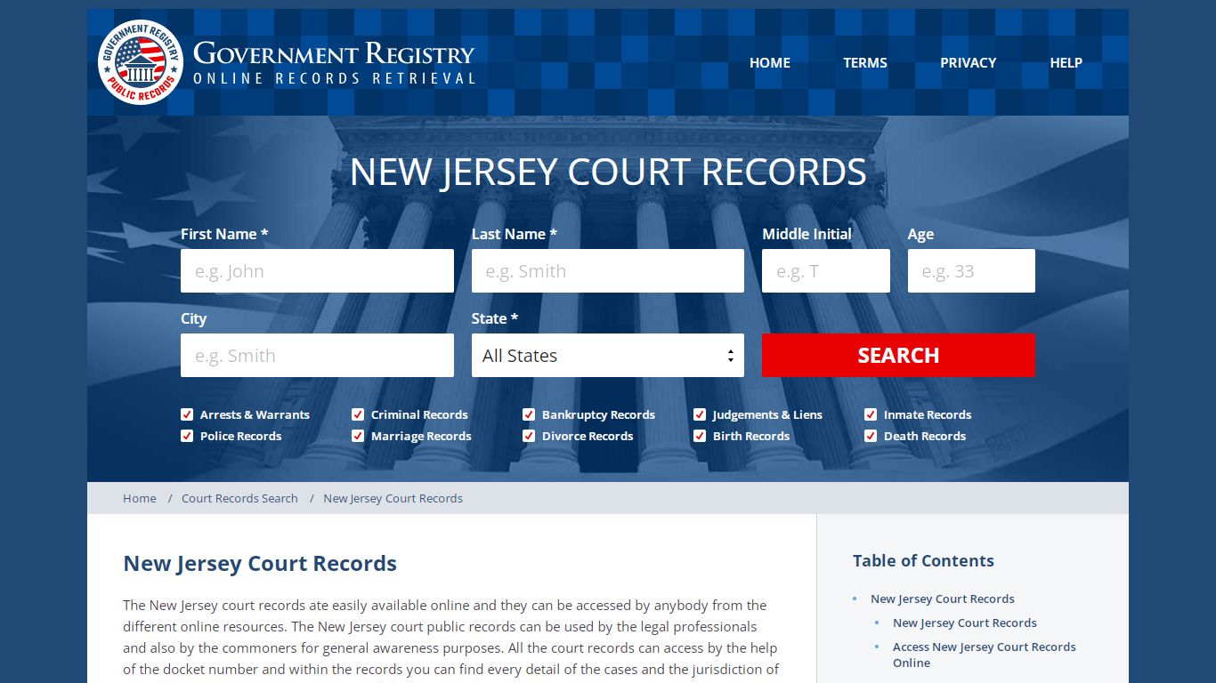 New Jersey Court Records Online - GovernmentRegistry.Org